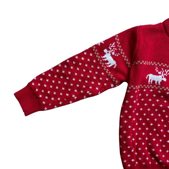 Grandwish Jacquard Knit Moose Sweater Kid Sz 4 Red Holiday Christmas Festive - Picture 4 of 11